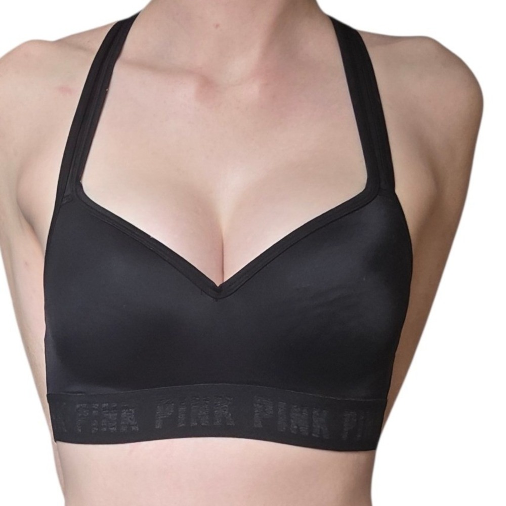 Victoria's Secret PINK Push Up Sports Bra Racerback Black Womens Size Small